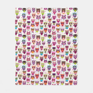 Cute owl background pattern for kids fleece blanket