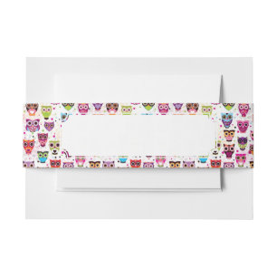 Cute owl background pattern for kids invitation belly band