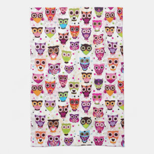 Cute owl background pattern for kids kitchen towel