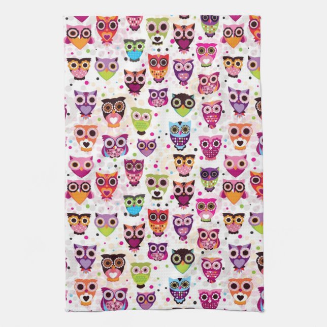 Cute owl background pattern for kids kitchen towel (Vertical)