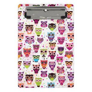 Cute owl background pattern for kids mini clipboard
