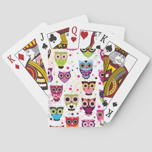 Cute owl background pattern for kids playing cards (Back)