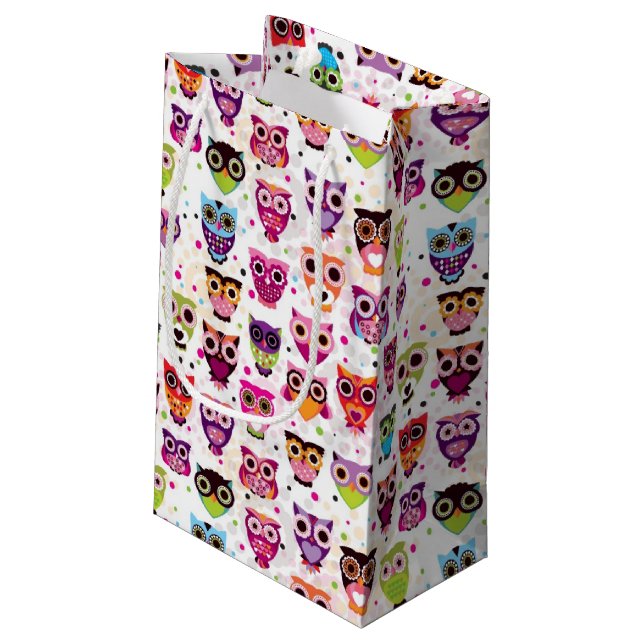 Cute owl background pattern for kids small gift bag (Back Angled)