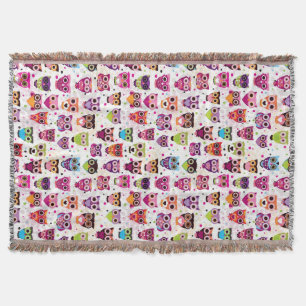 Cute owl background pattern for kids throw blanket