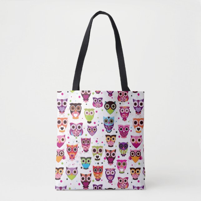 Cute owl background pattern for kids tote bag (Front)