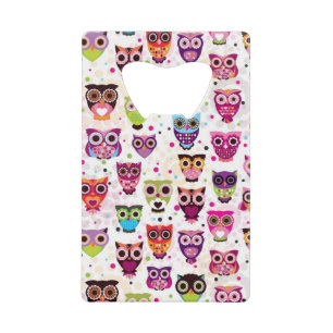 Cute owl background pattern for kids wallet bottle opener
