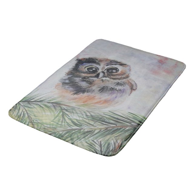 Cute Owl Bath Mat (Angled)