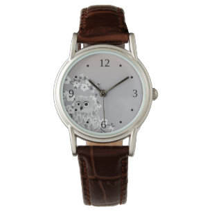 Cute Owl Beige Taupe White Numbers Watch