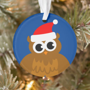 Cute owl bird cartoon custom Christmas photo Ornament