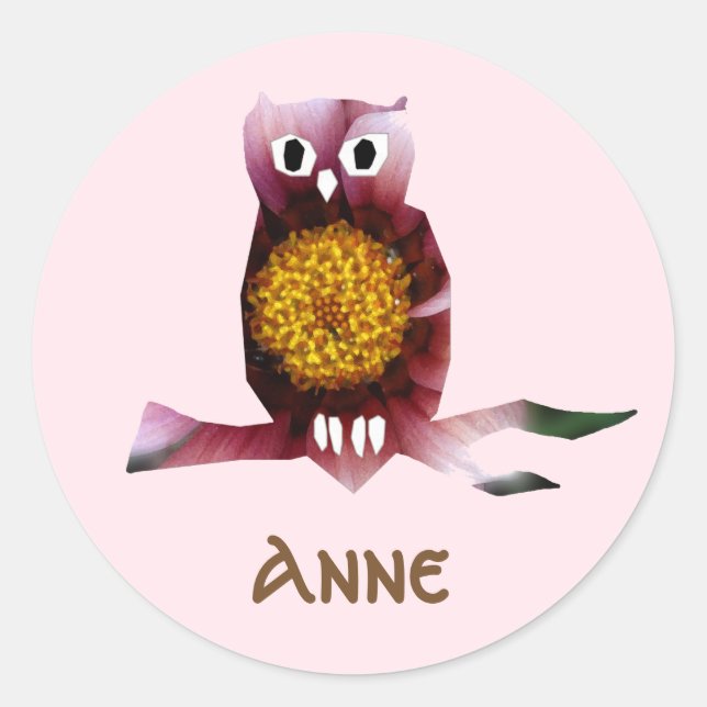 Cute Owl, Bird, Girl Party Custom Sticker (Front)