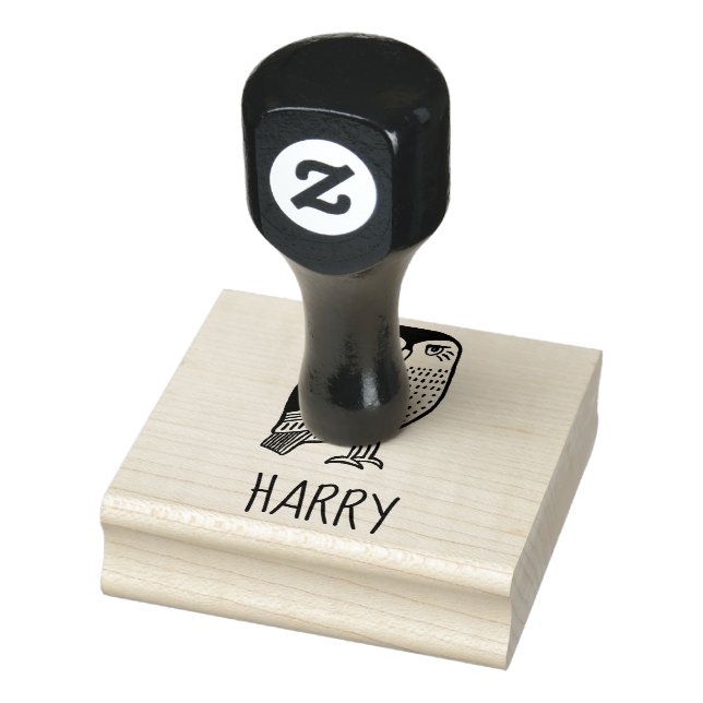 Cute Owl Bird Hand Drawn CUSTOMIZE IT Rubber Stamp (Stamp)