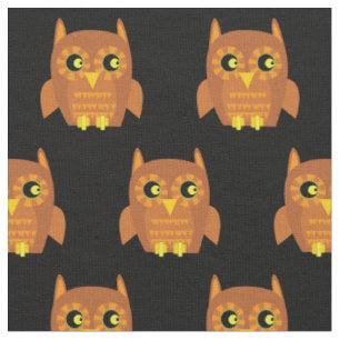 Cute Owl Bird Kid Baby Nursery Black Fabric