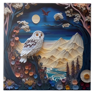 Cute owl bird lovers tile
