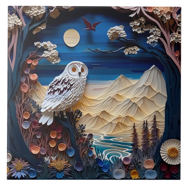 Cute owl bird lovers  tile (Front)