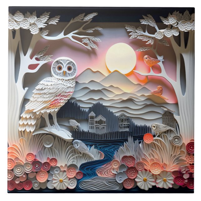Cute owl bird lovers  tile (Front)