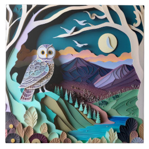 Cute owl bird lovers tile