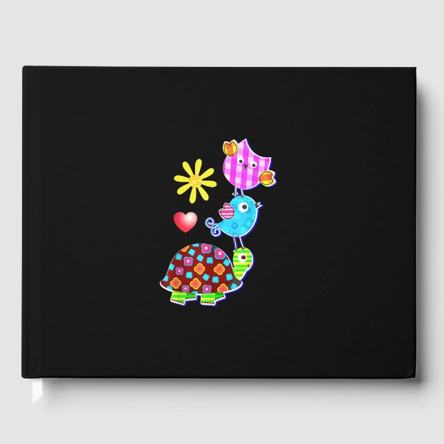 Cute Owl Bird Turtle Guest Book (Front)