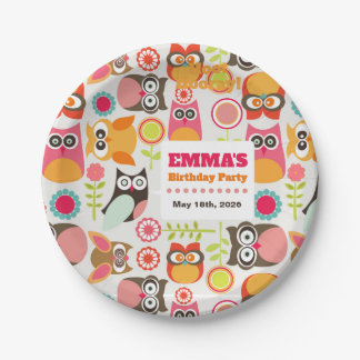 Cute Owl Birthday Invitation Hoot Hooray Birthday Paper Plate