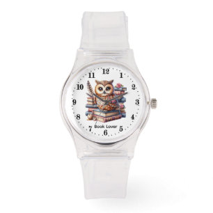 Cute owl book lover customizable watch