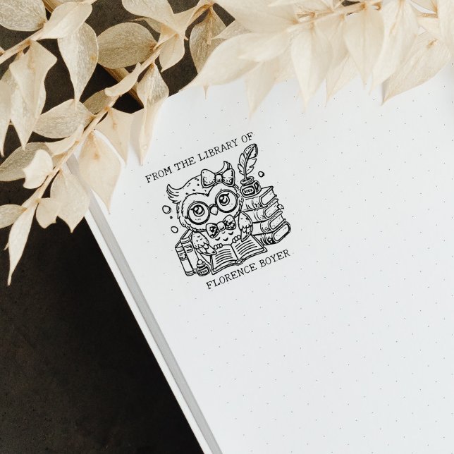 Cute Owl Bookplate  Rubber Stamp (Creator Uploaded)