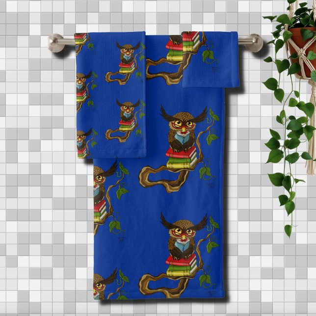 Cute Owl Books Bath Towel Set (Creator Uploaded)