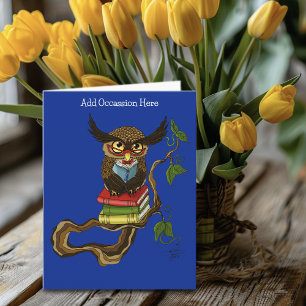 Cute Owl Books Card