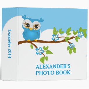 Cute Owl Boy on a Branch Photo Album Binder