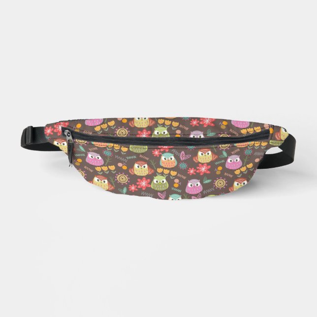 Cute Owl Brown Fanny Pack (Front)