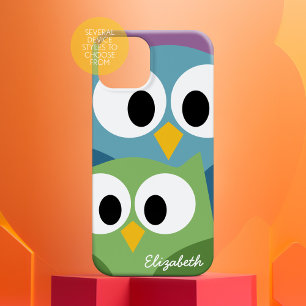 Cute Owl Cartoon eyes with Name - colourful Case-Mate iPhone 14 Plus Case