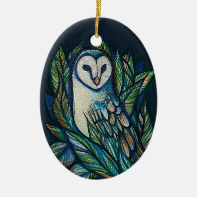 Cute Owl                                           Ceramic Ornament (Front)