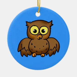 Cute owl ceramic ornament