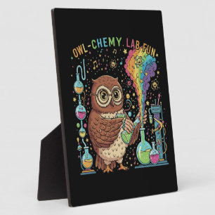 Cute Owl-chemy Lab Fun Nerdy Scientist Chemist Plaque