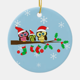 Cute Owl Christmas Keepsake Ornaments