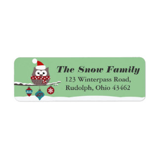 Cute Owl Christmas Mailing Label CUSTOM COLOR