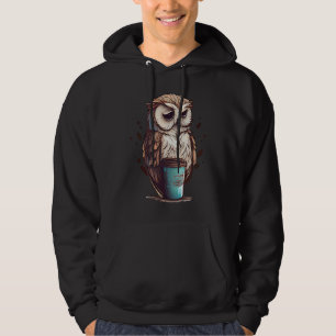 Cute Owl Coffee Bird Animal Sleepy Morning Owls Hoodie