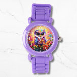 Cute Owl Colourful Bright Floral Kids Girly Watch<br><div class="desc">Cute Owl Colourful Bright Floral Kids Girly eWatch Watches features a bright and colourful cute owl with flowers. Created by Evco Studio www.zazzle.com/store/evcostudio</div>