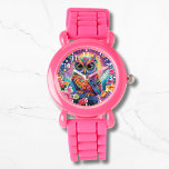 Cute Owl Colourful Bright Floral Moon Kids Girly Watch<br><div class="desc">Cute Owl Colourful Bright Floral Moon Kids Girly eWatch Watches features a bright and colourful cute owl with flowers. Created by Evco Studio www.zazzle.com/store/evcostudio</div>