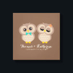 Cute Owl Couple Canvas Print<br><div class="desc">Adorable illustration of two owls. Personalize it with your names and wedding date for a beautiful keepsake.</div>