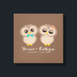 Cute Owl Couple Canvas Print<br><div class="desc">Adorable illustration of two owls. Personalize it with your names and wedding date for a beautiful keepsake.</div>