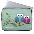 Cute Owl Couple Drawing on a Tree Branch