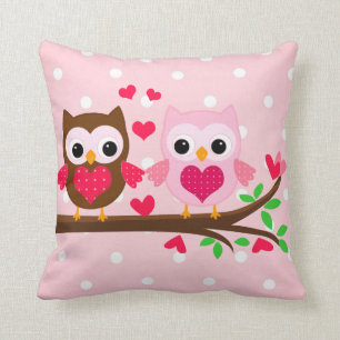 Cute Owl Couple I Love You Personalized Throw Pillow