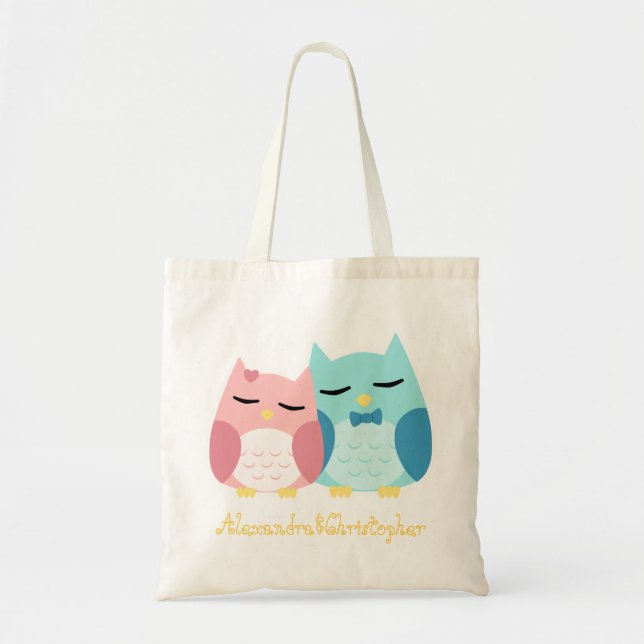 Cute owl couple tote bag (Front)