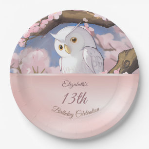 Cute Owl   Custom Birthday Paper Plates