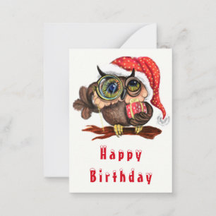Cute Owl En Noël Casquette et carte cadeau d'anniv