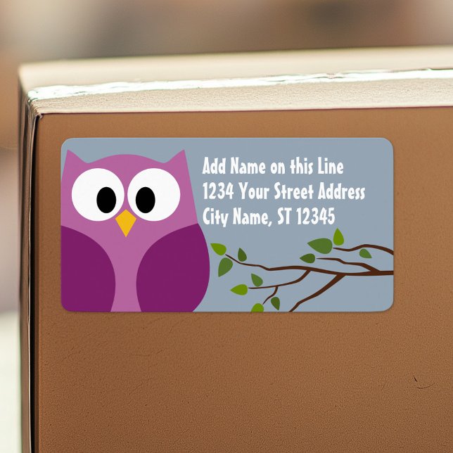 Cute Owl - Étiquettes d'adresse de retour (Personalized return address label)
