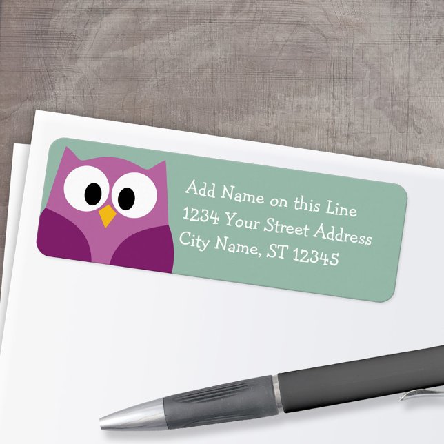 Cute Owl - Étiquettes d'adresse de retour (Custom Return Address Labels - Low Minimum)