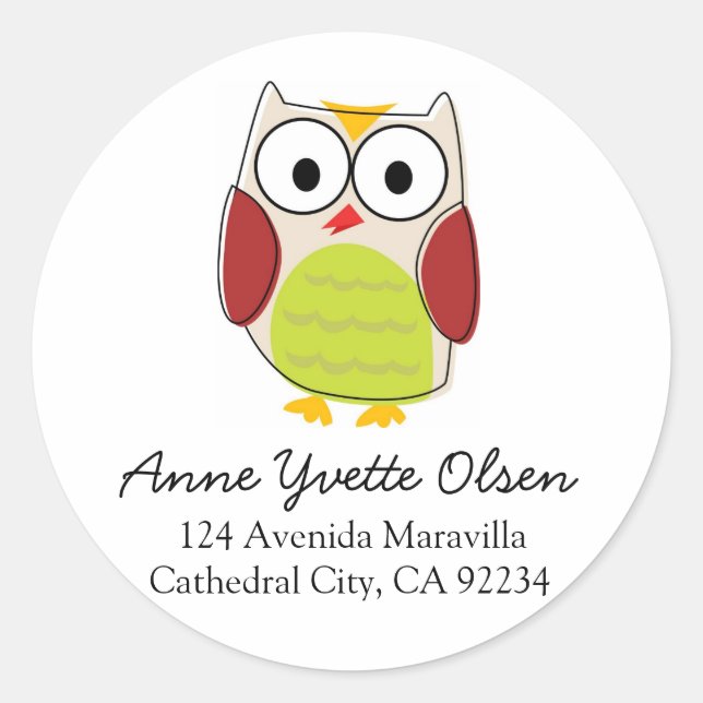 Cute Owl Étiquettes de adresse (Devant)