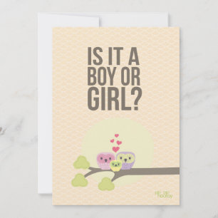 Cute Owl Famille Bébé Genre Reveal Invitation