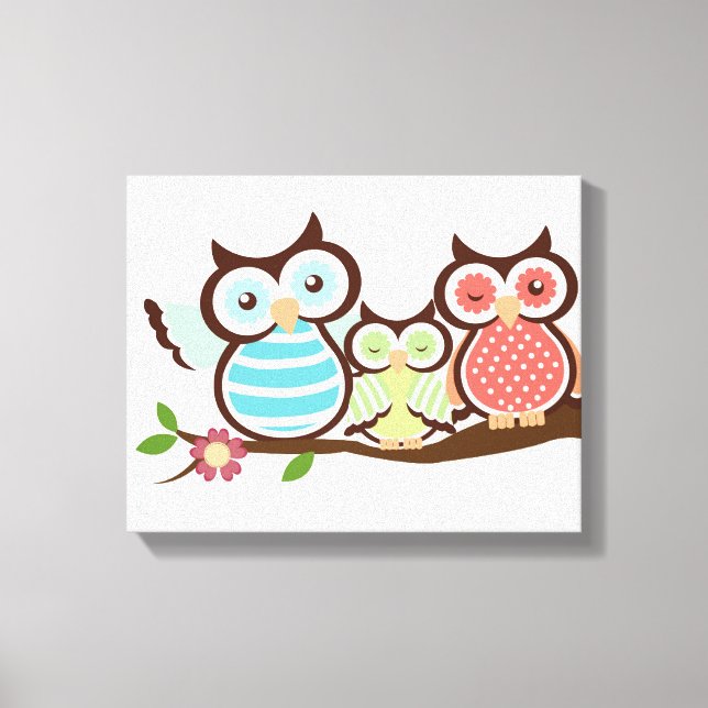Cute Owl Family Canvas Print (Front)