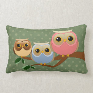 Cute Owl Family Lumbar Pillow